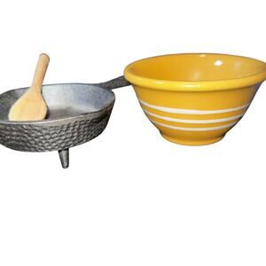 Vintage 90s Addy's Sweet Potato  cast iron skillet ,spoon bowl Pleasant Company